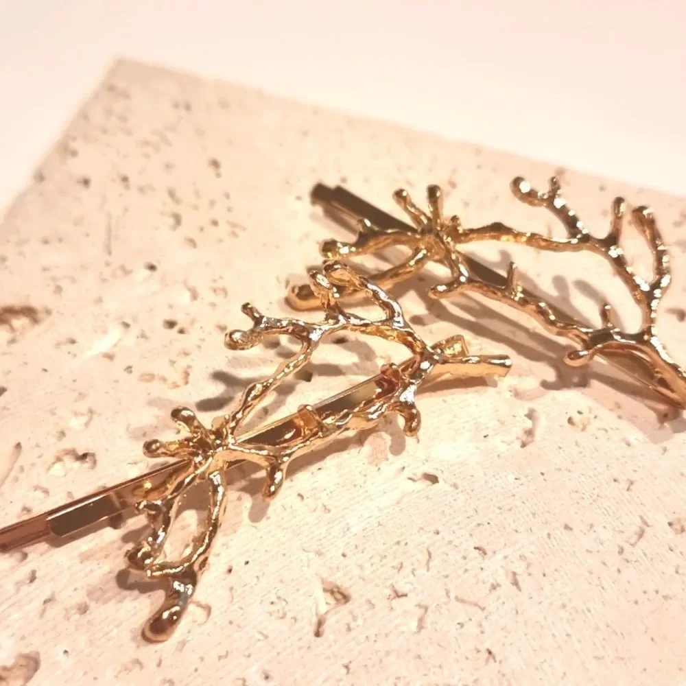 ZARA Gold Coral Branch Hair Clip | NWOT